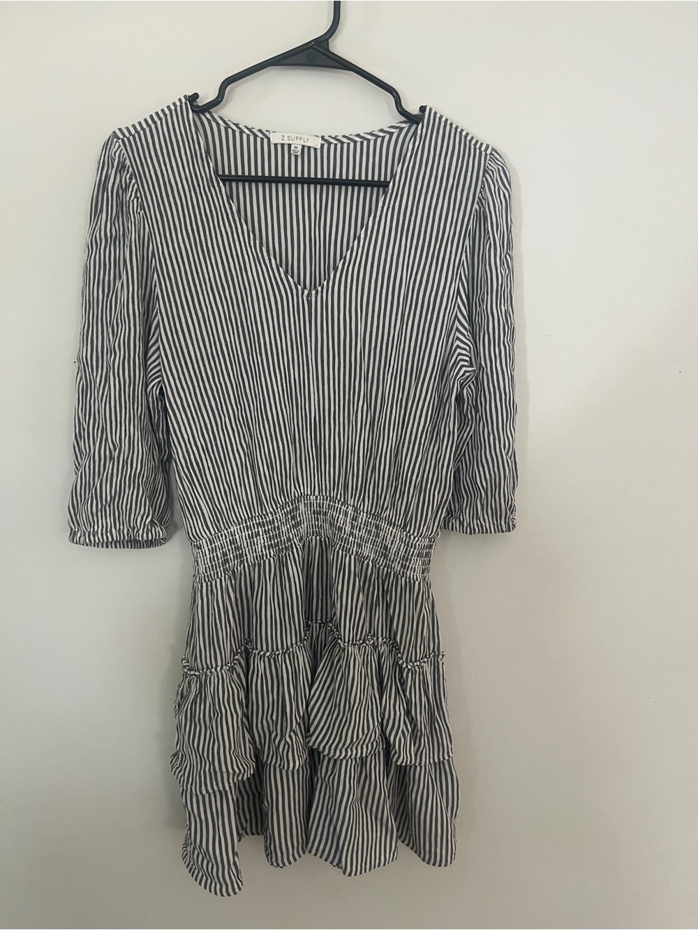 Z-Supply Striped V-Neck Tiered Dress - Black & White